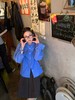 蓝宝石显白克莱因蓝挺括绸棉衬衫 商品缩略图6