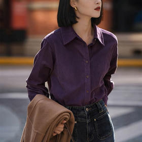 【99特惠】葡萄紫灯芯绒全棉衬衫 | 全棉灯芯绒，手感柔和厚实。显白、高级、百搭，2个尺码，80-140斤都能穿【3-7天发货，周末顺延】