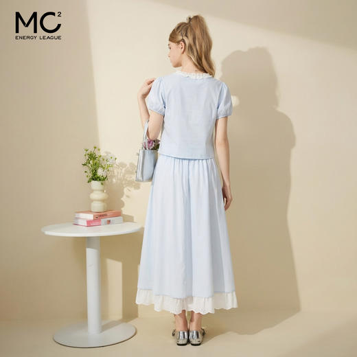 mc2女装蕾丝领拼接上衣配假两件半身裙套装两件套夏季新款设计感 商品图3