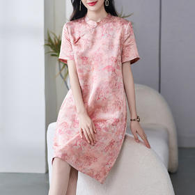 WWM69573  新款中国风小个子人丝香云纱连衣裙显瘦女装夏高级感旗袍