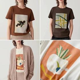 二店y 【XT6025】柜1296 小禾同款油画T恤 100%新疆棉 细腻挺括