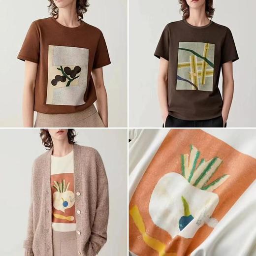 二店y 【XT6025】柜1296 小禾同款油画T恤 100%新疆棉 细腻挺括 商品图0