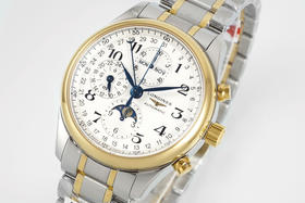 AF浪琴名匠8针月相功能腕表系列（搭载满血版一体机芯➕亚洲7751机芯）42MM精钢表壳经过抛光处理，延续了浪琴的优雅气质，表壳左侧隐藏了星期历的调节按钮 整个手表基于正品original原版开模❕❕