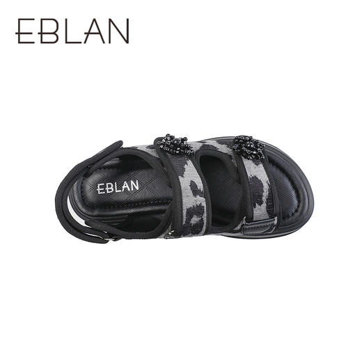 伊伴2026夏季潮酷豹纹珠花时尚增高魔术贴凉鞋B26371501 商品图2