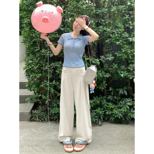 <曾小咸推荐>4.9现货秒杀 ！微信超特价！韩系娃娃领短袖针织t恤 日常129.99 立减70 秒杀59.99！！ 商品图2