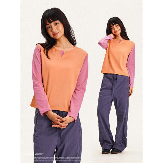 CryingCenter 小亨利领正肩拼色打底衫长袖t恤 女款 哭喊中心 商品图3