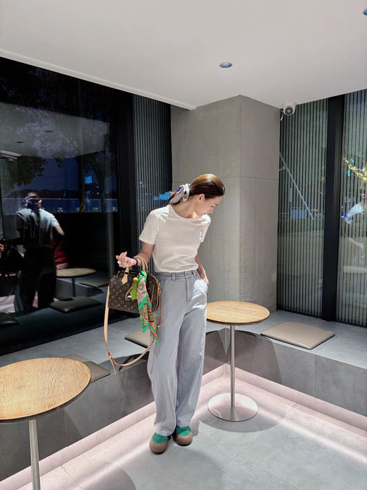 【经典必入】噢蜜ooomeooo四面弹水泥灰直筒裤 商品图1