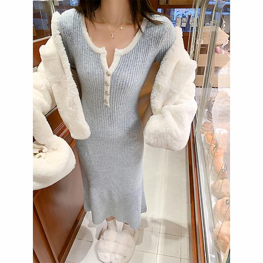 <曾小咸推荐>3.4现货秒杀 ！微信超特价！韩系V领针织连衣裙 日常199.99 立减100 秒杀99.99！！ 商品图3