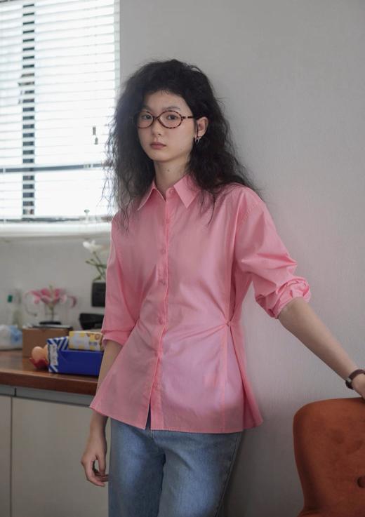 樱花显白收腰两穿office siren风梅洛粉衬衫 商品图3