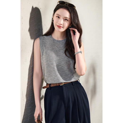 米思阳2026春新款璀璨碎钻针织背心舒适弹力透气百搭针织衫女1086 商品图2