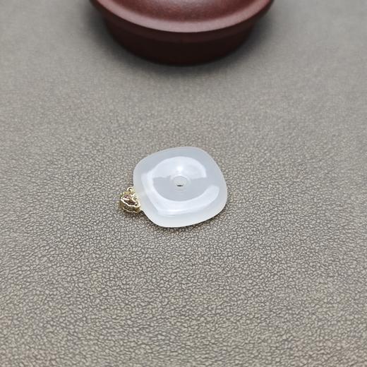 和田玉青海料冰底羊脂玉包金小平安牌 228-17 商品图5