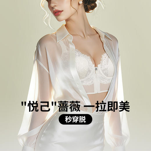 F1-【A-F杯】【悦己蔷薇】润微美容院线级别 大胸也能穿的蕾丝轻塑调整文胸 拉链美胸杯 商品图0