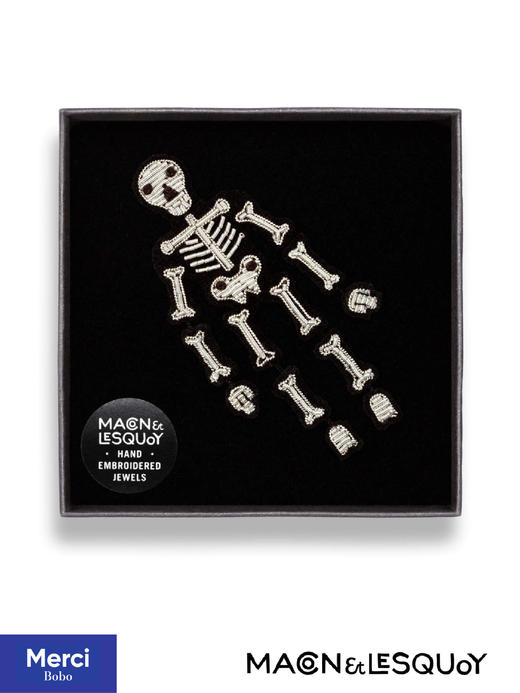 Macon&Lesquoy法国原创设计 银色骷髅 恐怖系列 M&L刺绣手工饰品胸针 商品图2