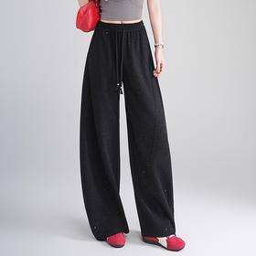 MYX时尚亮片弯刀裤2026年春夏新款松紧腰休闲长裤宽松显瘦时尚阔腿裤