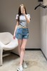 女款刺绣闪钻牛仔短裤la014 商品缩略图3