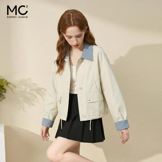 女装撞色条绒翻领短款外套-C003J5212011 商品图1