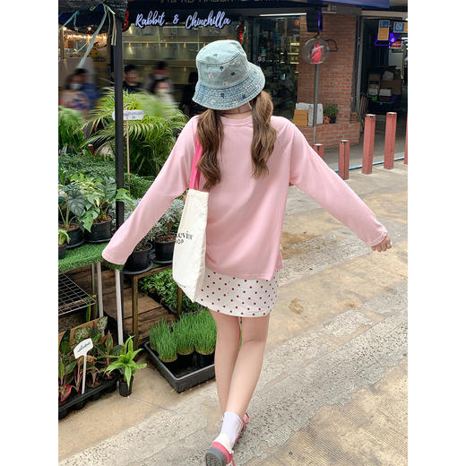 <曾小咸推荐>韩系粉色圆领印花t恤波点半裙【预售3-15天发货】 商品图4