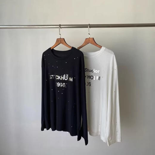 二色水钻长袖！26年早春新字母LOGOT恤男女同款宽松打底衫上衣！ 商品图0