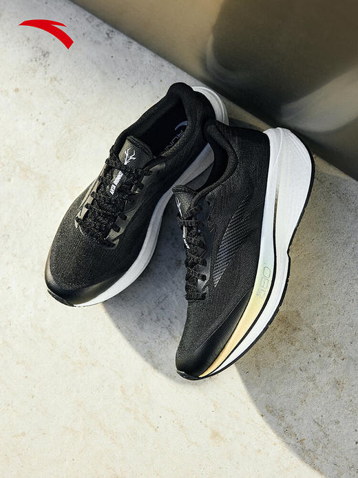 安踏二区心率80丨缓震回弹跑鞋女氮科技跑步鞋女透气运动鞋基础黑/烟墨灰122615555 -4 商品图1