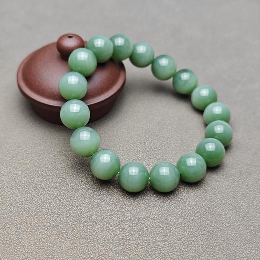 精品！和田玉俄碧粉绿猫眼12mm手串 228-19 商品图1