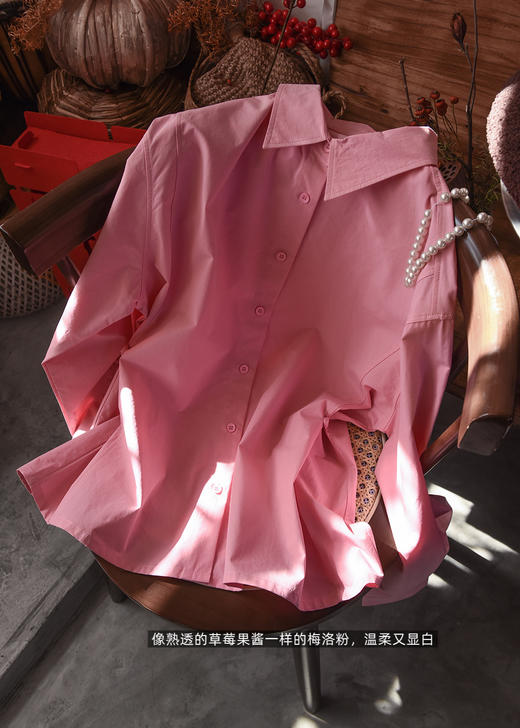 樱花显白收腰两穿office siren风梅洛粉衬衫 商品图7