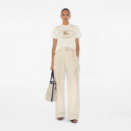 【二】BURBERRY 巴宝莉 女士马术骑士印章徽标印花棉质圆领短袖T恤 白色 8109817 B7078 商品图2