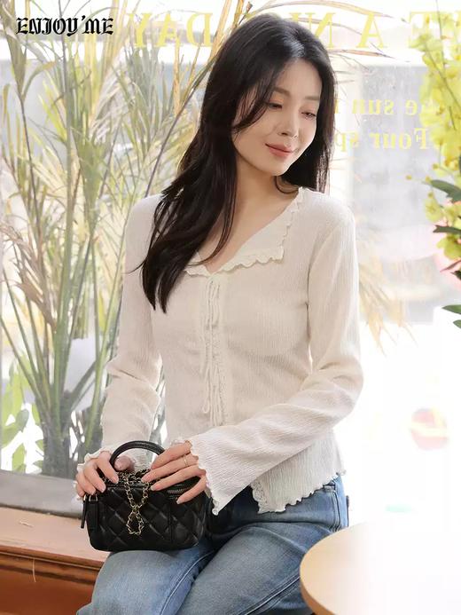 【门店同款】ENJOY春季“柔光芳序”温柔系带上衣 169099616 商品图3