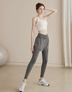 【瑜伽裤】谷小悠假两件高腰瑜伽裤BL-DSP351 提臀收腹 侧边裤袋