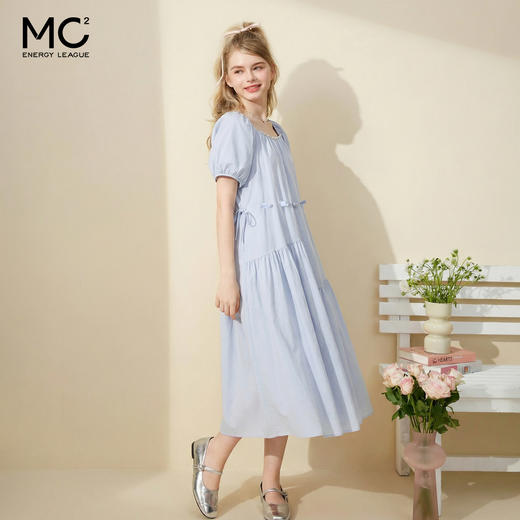 女装配彩色串珠收腰轻微皱感棉质连衣裙-161Q5222012 商品图0