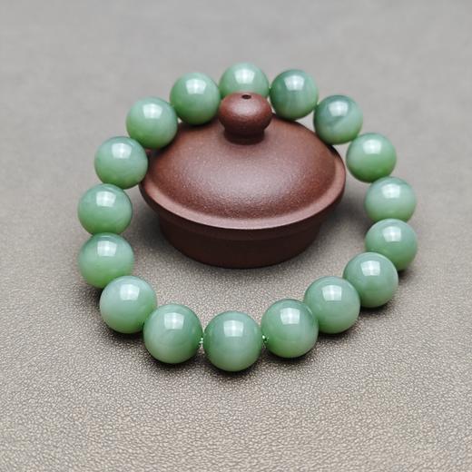精品！和田玉俄碧粉绿猫眼12mm手串 228-19 商品图5
