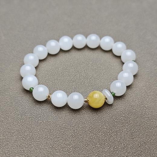 和田玉青海料冰底羊脂玉10mm招财转运手串 228-21 商品图1