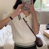 【复古学院风❗️撞色条纹Polo针织衫】自带学院风滤镜，减龄又显气质，适配各种肤色和穿搭风格，细腻柔软的针织材质，贴身穿不扎皮肤，久穿不易变形，春夏新款短袖针织衫L 商品缩略图0