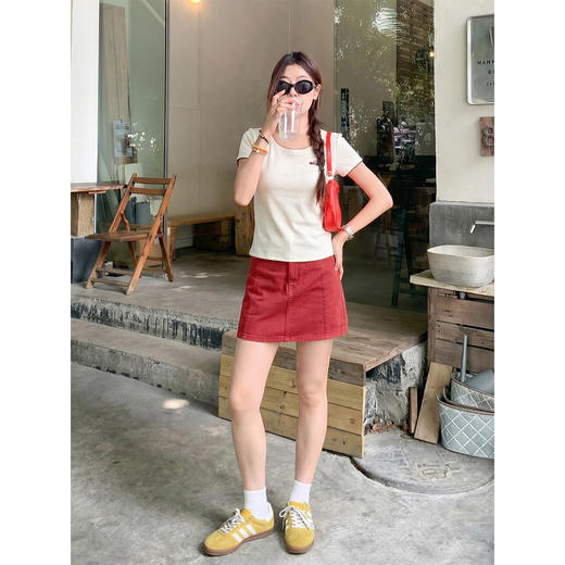 <曾小咸推荐>韩系圆领修身短袖t恤半身裙 商品图4