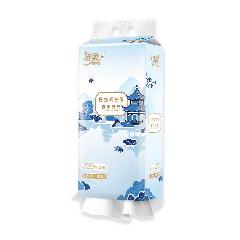 洁柔甄选立体压花挂抽纸面巾 TR097301A 4层320抽170x155mm*1包*1提