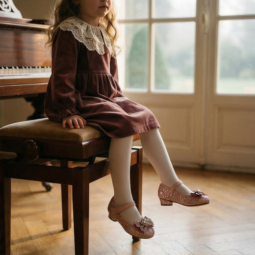 西班牙Little winkaa女童水钻皇冠蝴蝶结爱心跟单鞋公主鞋PB21004 商品图6