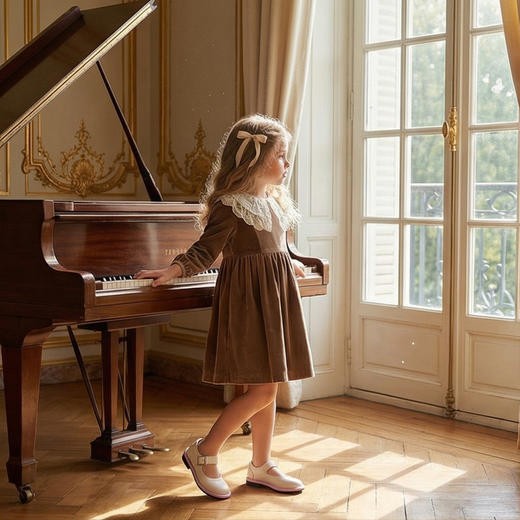 西班牙Little winkaa撞色玛丽珍复古学生鞋方头粉色百搭黑色学生小皮鞋LW43022 商品图4