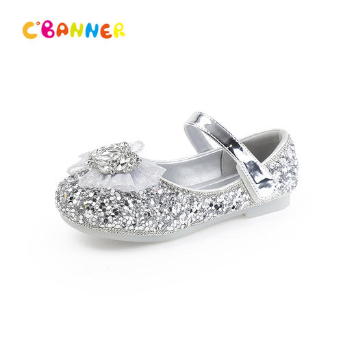 千百度2026春季童鞋公主风钻饰蝴蝶结梦幻细节公主鞋A26161013 商品图0