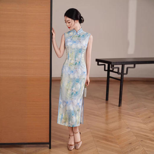 2026春夏新款无袖中式荷花中长款年轻款旗袍XL1770 商品图0