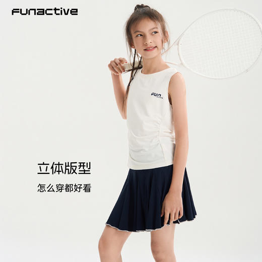 funactive女童网球裙儿童运动速干百褶裙防走光短裙F1GQ20218 商品图5