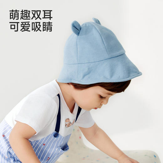 【精梳棉】英氏儿童帽子女童男童夏季渔夫帽防晒挡风可爱灰色帽子百搭休闲 商品图2