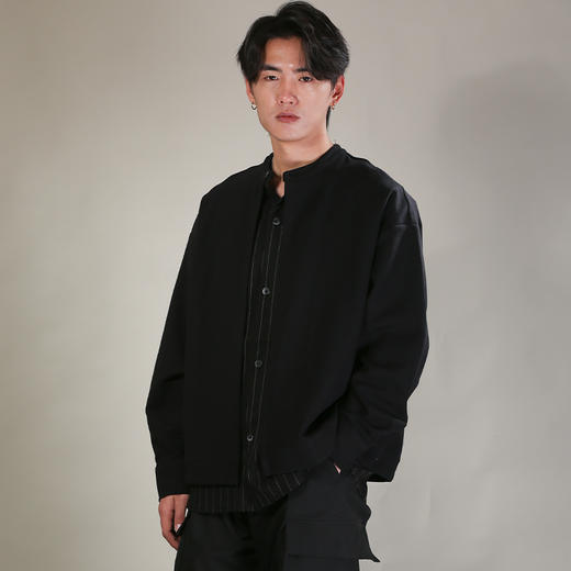 DRONKOO 2026 立领针织拼条纹两件套针织中厚开衫 商品图1