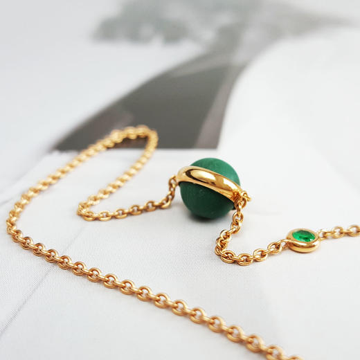 【95新】Piaget伯爵Possession系列G33PG300玫瑰金镶祖母绿时来运转孔雀石项链 链长约42cm女士270226AK18 商品图5