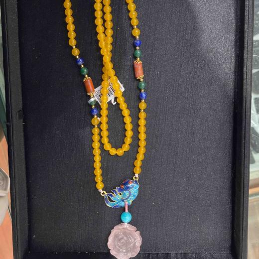 560元/条粉水晶玫瑰毛衣链 商品图1