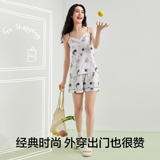 【M-2XL】【有棵树】女士夏季吊带短裤睡衣套装 商品图9