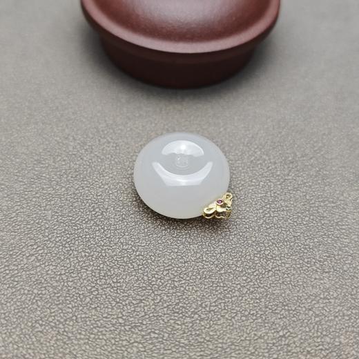 和田玉青海料冰底羊脂玉饱满包金平安扣 228-16 商品图5