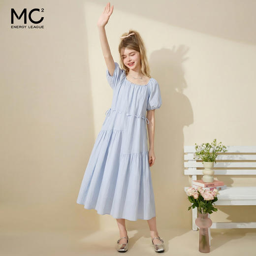 女装配彩色串珠收腰轻微皱感棉质连衣裙-161Q5222012 商品图2