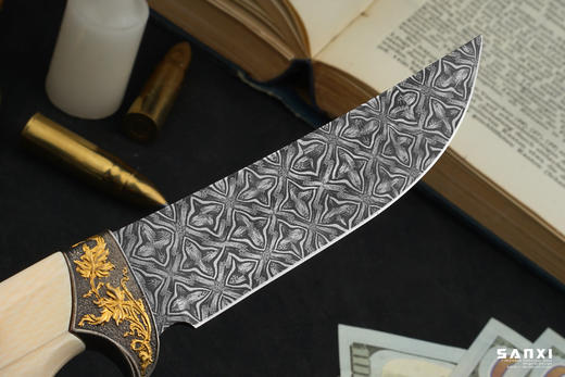 三希堂  现代刀系列  错金卷草小猎  未开刃 商品图6