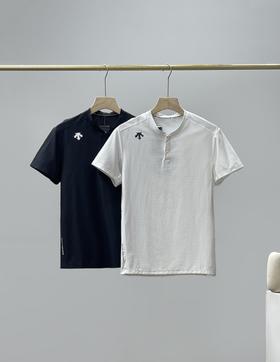 迪桑特TRAINING系列综训男士亨利领短袖针织衫T恤 QK 341066