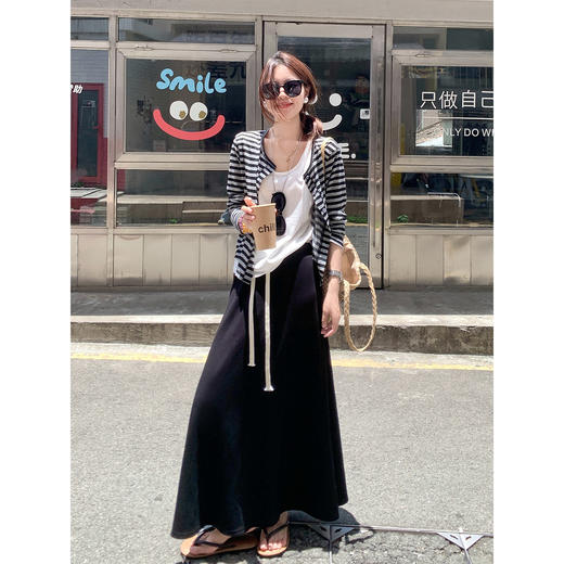 <曾小咸推荐>黑白条纹防晒针织开衫女夏 商品图0