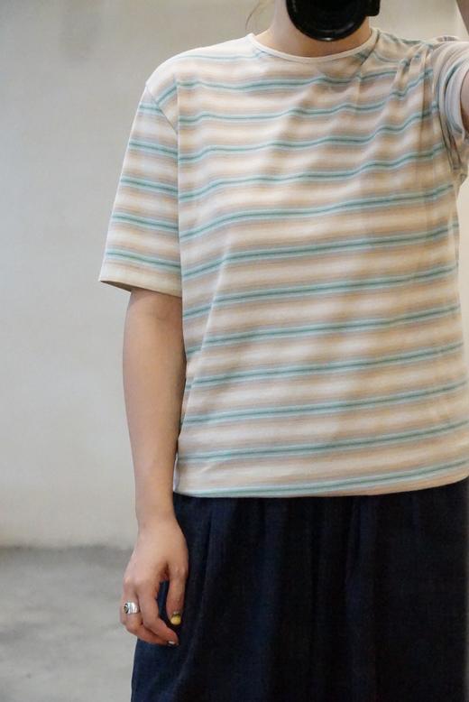 AURALEE 渐变色彩条纹短袖T恤 商品图0